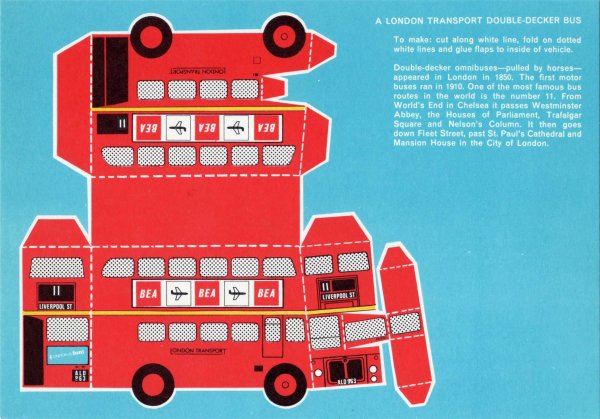 Макет лондонского автобуса из бумаги