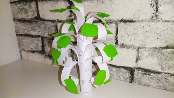 Оригами береза из бумаги для детей