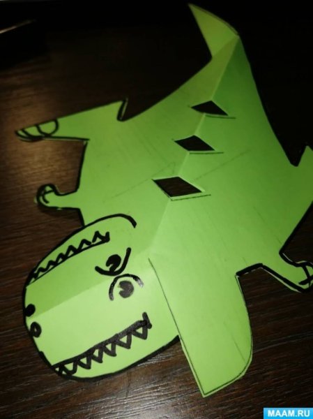 Поделка из цветной бумаги динозавр