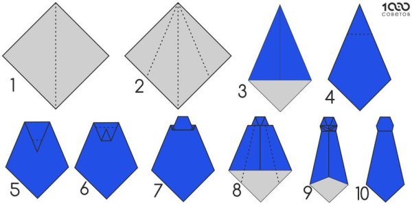 Галстук оригами из бумаги на 23 февраля