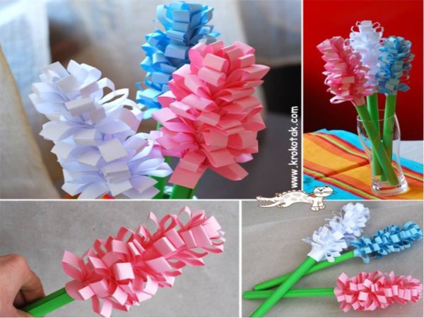 Цветы из бумаги гиацинты