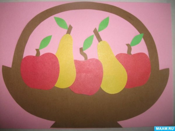 Поделки из цветной бумаги корзинка с фруктами