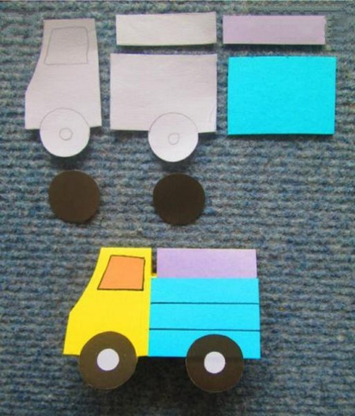 Машинка из цветного картона для детей