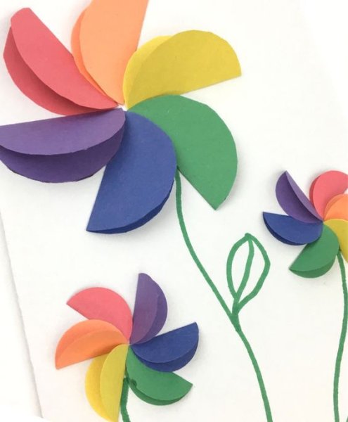 Цветочки из цветной бумаги для детей