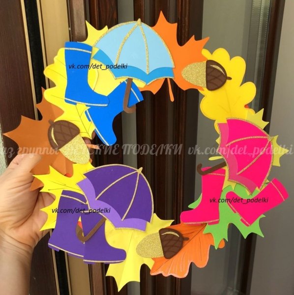 Поделка зонтик с осенними листьями