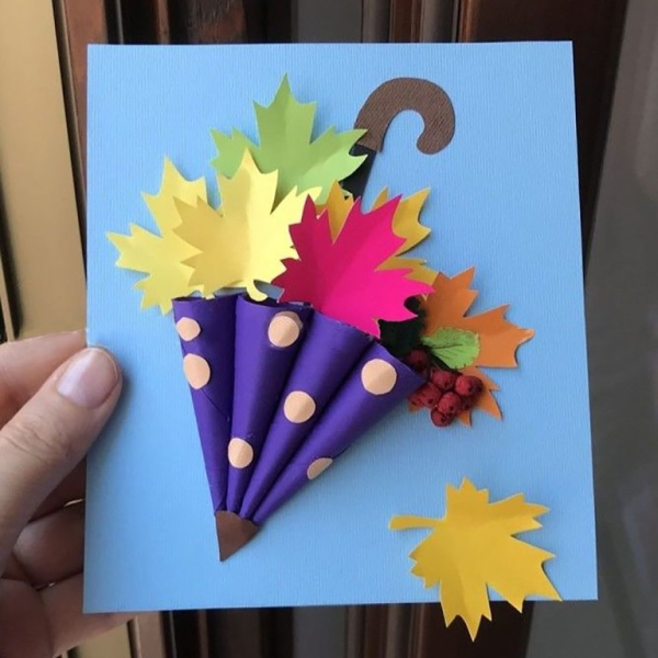 Поделки из цветной бумаги зонтик с листиками