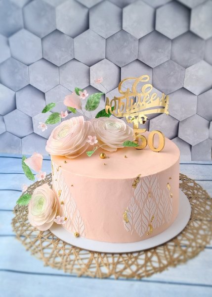 Торт зонтик с цветами Лора кейк