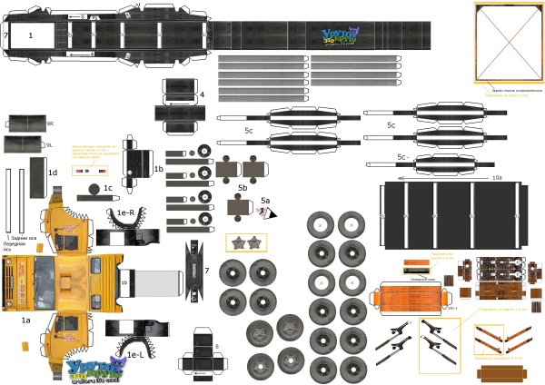 КАМАЗ 5511 из бумаги развертки