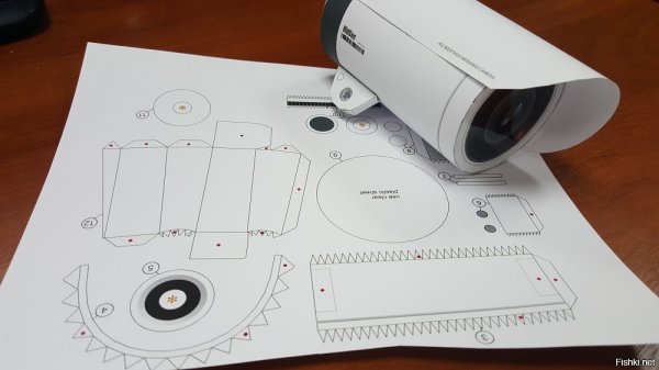 Макет камеры видеонаблюдения из бумаги
