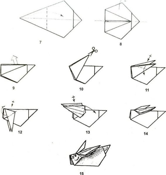 Оригами зайчик схема