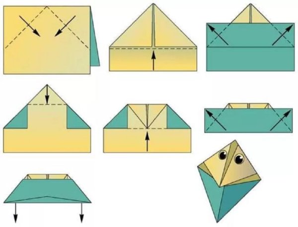 Оригами рот лягушки из бумаги