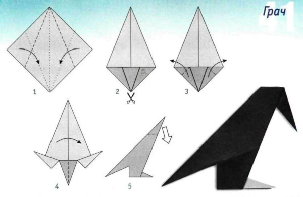 Оригами схемы птиц детям подготовительной группе