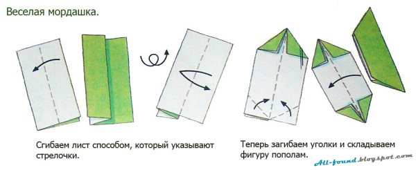 Оригами из бумаги лягушка голова