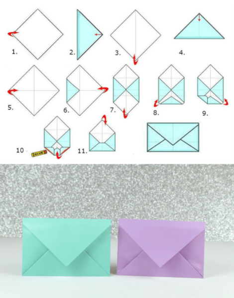 Как сложить конвертик из бумаги без клея