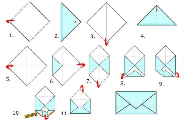 Как делать оригами конверт из бумаги а4