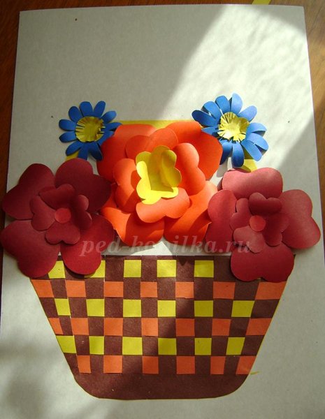 Поделка корзина с цветами