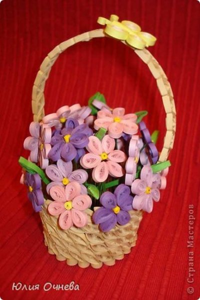 Поделка корзинка с цветами из бумаги