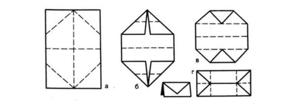 Оригами кошелёк из бумаги для детей схема простая