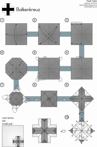 Крест оригами из бумаги схема