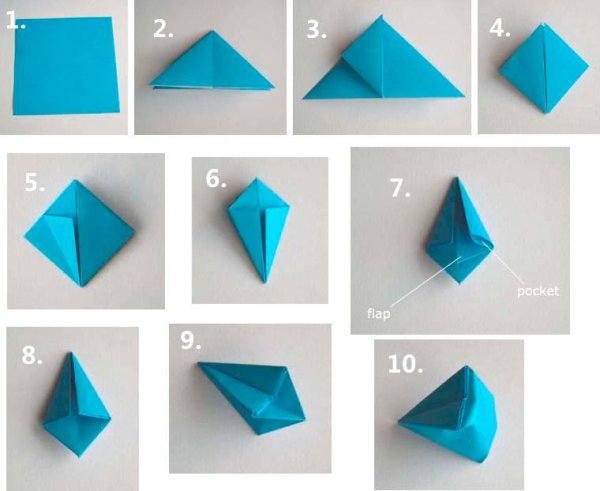Оригами Алмаз из бумаги