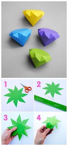 Оригами Кристалл из бумаги