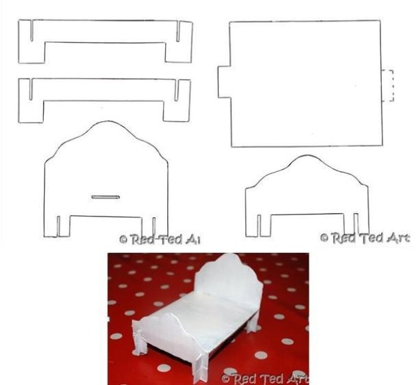 Кукольная мебель из картона своими руками схема чертежи кровать
