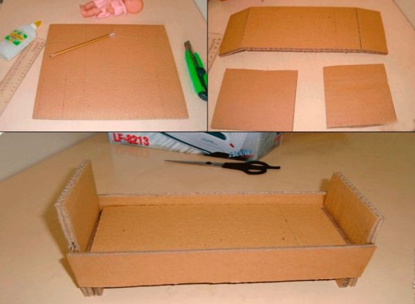 Кроватка для куклы из картона