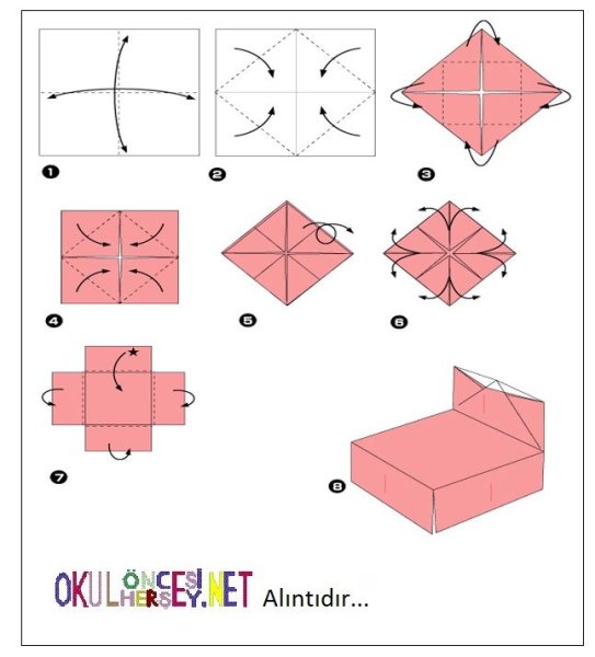 Оригами мебель для кукол из бумаги