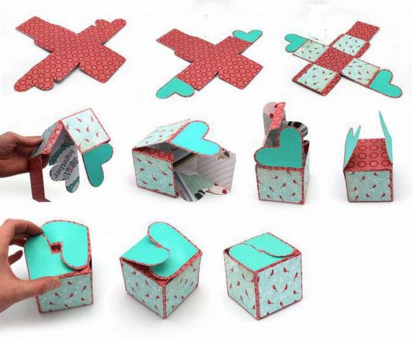 Оригами коробка для подарка из бумаги