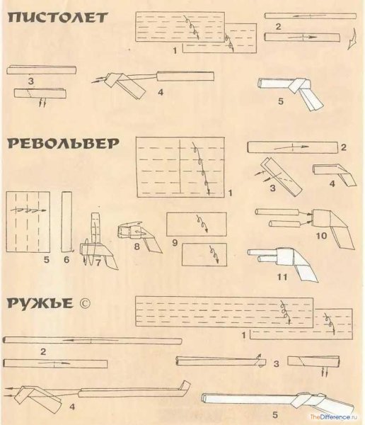 Как сделать оружие из бумаги а4 схема