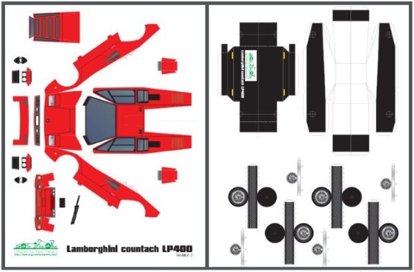 Lamborghini Countach бумажная модель