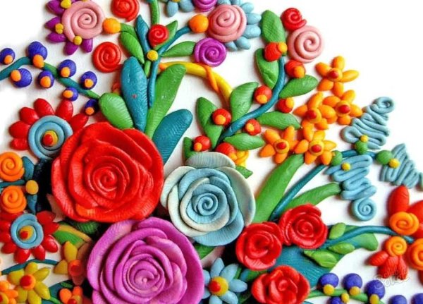 Пластилинография цветы для мамы