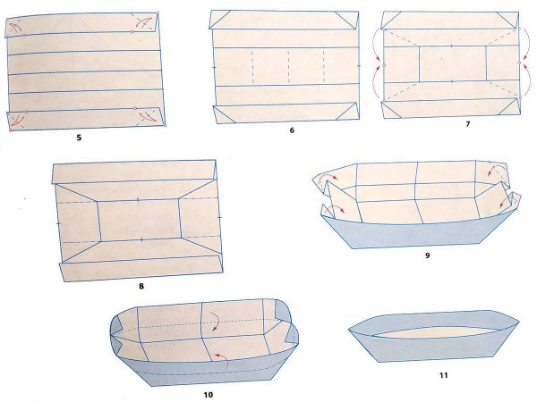 Лодка плоскодонка оригами