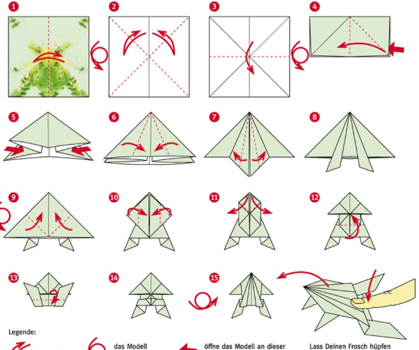 Оригами инструкция лягушка прыгающая