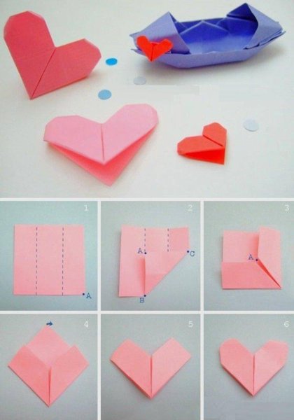 Оригами из бумаги серд