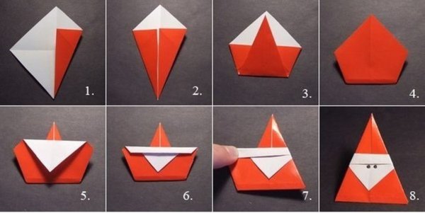 Оригами из бумаги дед Мороз схема