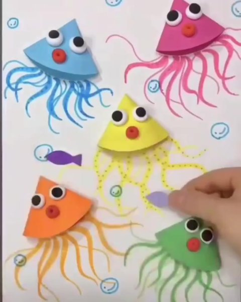 Аппликация медуза для детей