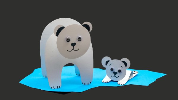 Поделка из бумаги белый медведь на льдине
