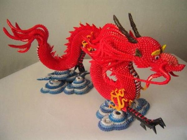 Оригами из модулей дракон