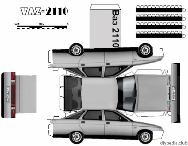 Развёртка машины из бумаги ВАЗ 2110