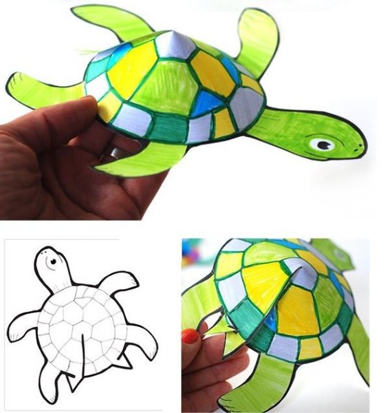 Поделки объемная черепаха из бумаги