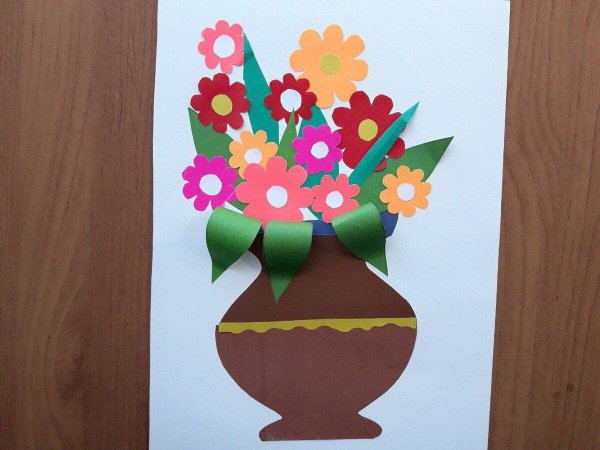 Поделки объемная ваза с цветами из бумаги