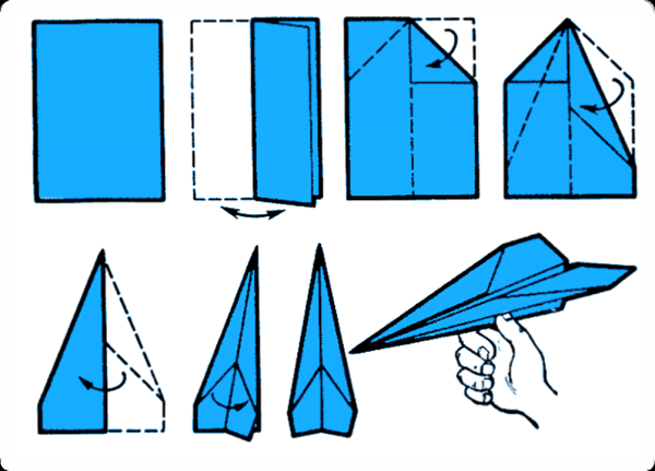 Как сложить самолёт из бумаги пошагово
