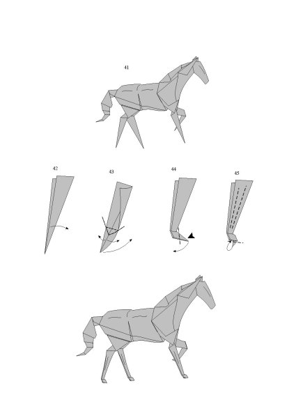 Лошадь оригами из бумаги для детей схемы