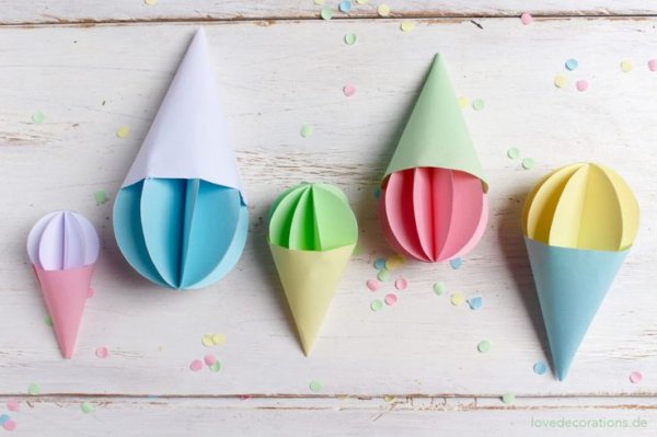Оригами мороженое из бумаги
