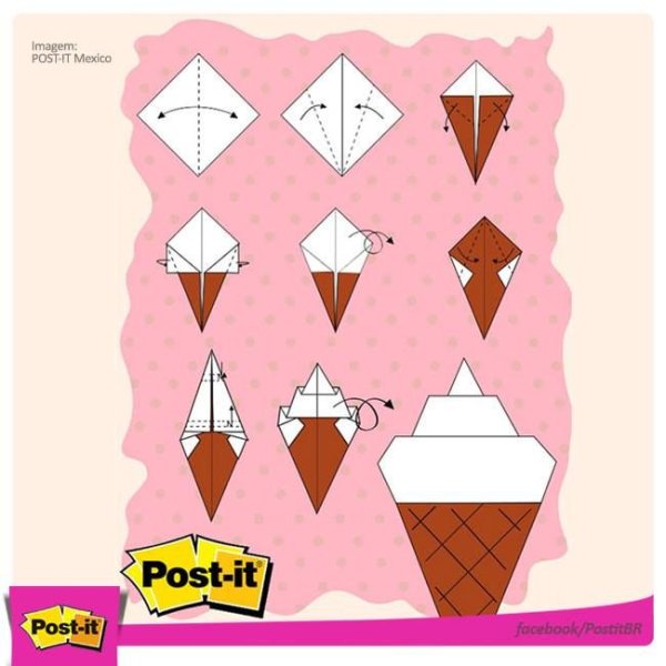 Оригами мороженое из бумаги