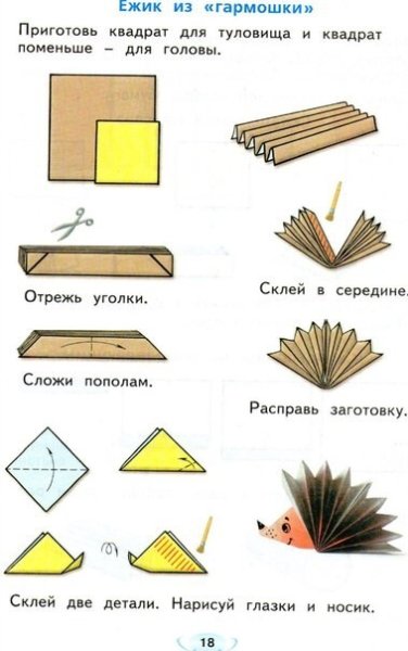 Ёжик оригами из бумаги для детей схема