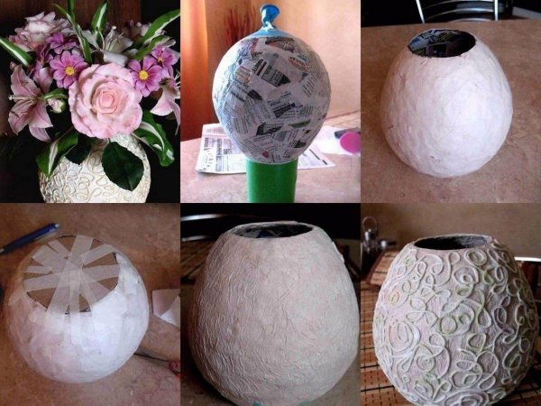 Декор вазы из папье маше