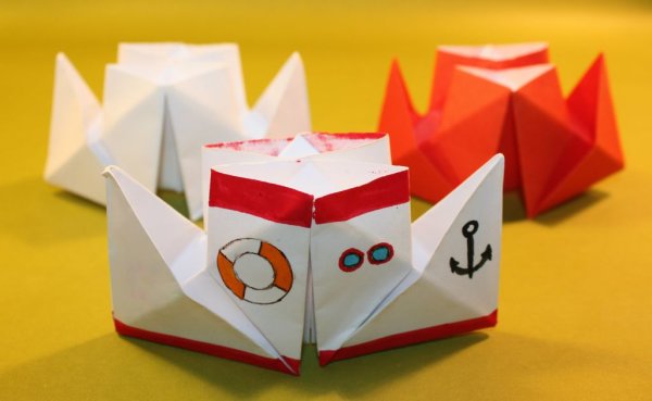 Оригами для детей двухтрубный пароход