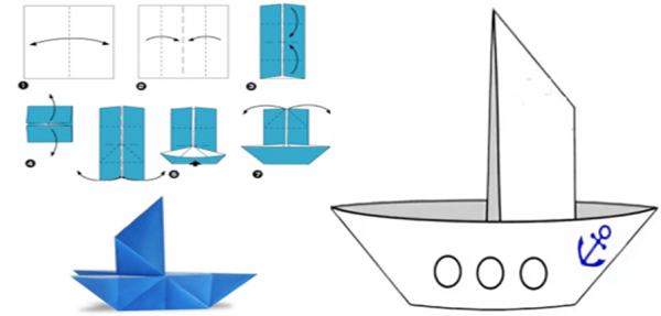 Кораблик оригами из бумаги для детей схема простая для детей